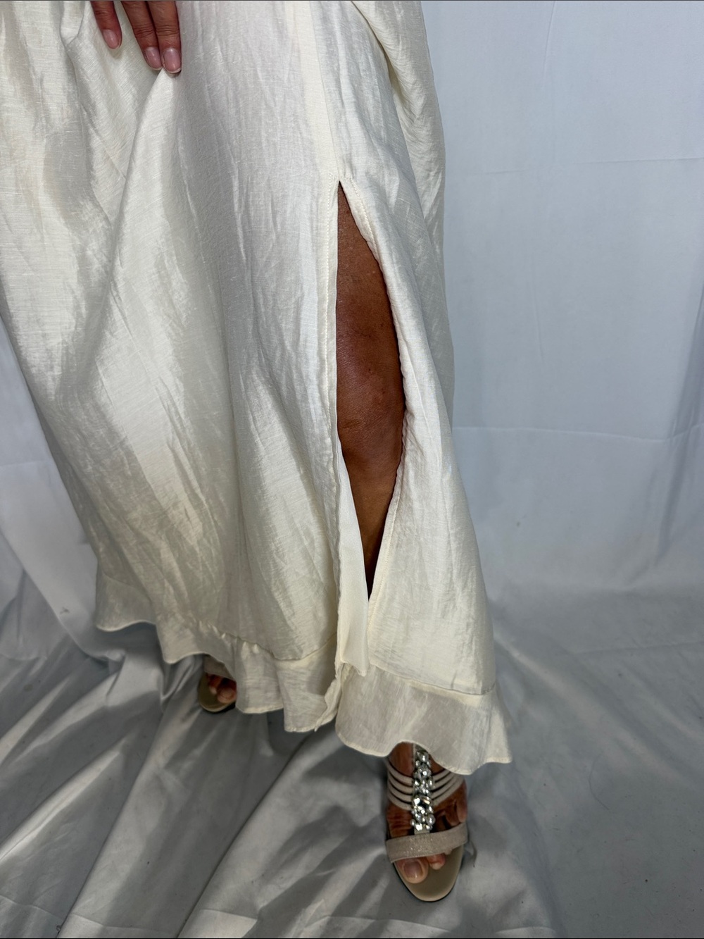 Astr One-Shoulder Ivory Midi Dress with Corset Bodice - Picture 5 of 9